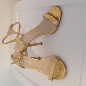 Michael Kors gold snakeskin heels